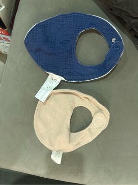 Carter's Navy and Beige Baby Bib Duo